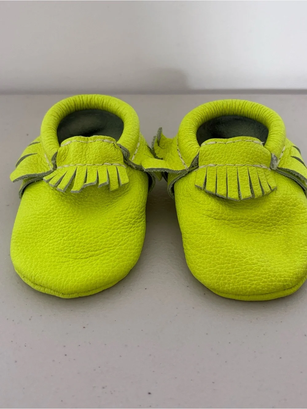 Freshly Picked Neon Yellow Fringe Moccasins - Kids Shoes